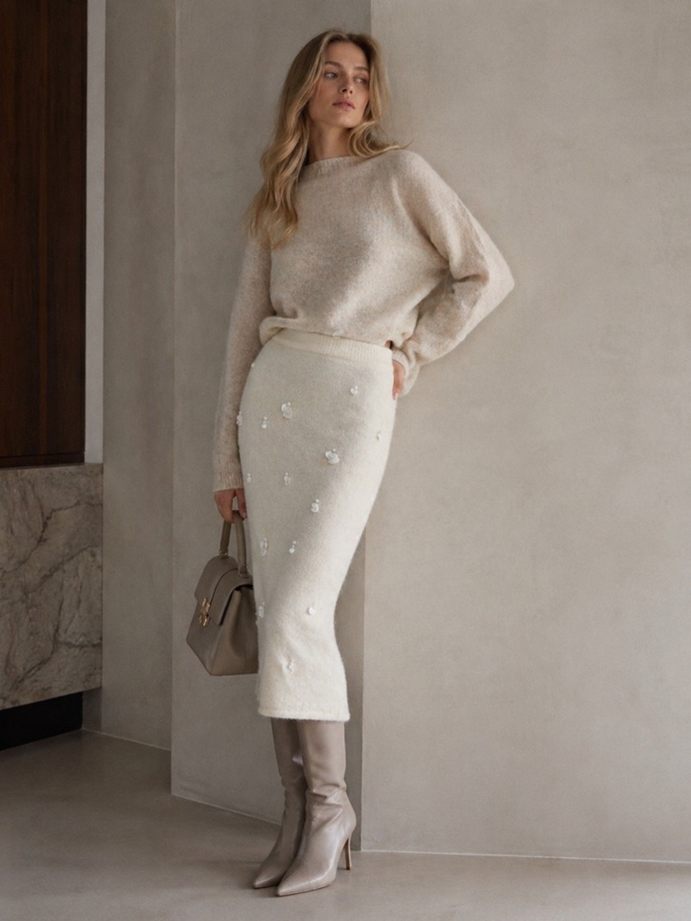 Zara SEQUIN ALPACA BLEND KNIT SKIRT
ECRU S